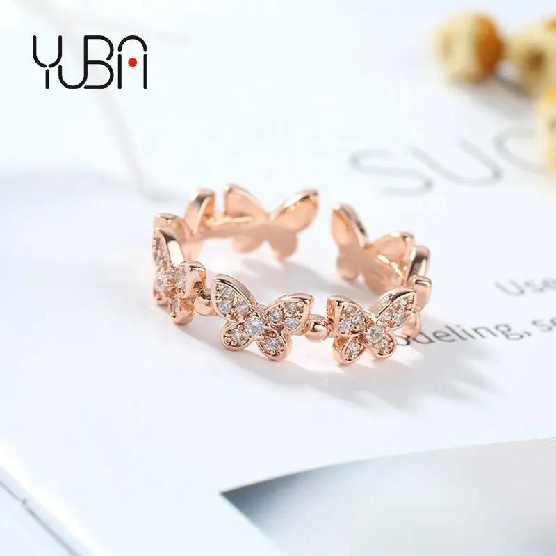 

Latest Fashion Jewelry Butterfly Ring CZ Zircon Rings Women Butterfly Jewelry Adjustable Crystal Diamond Ring