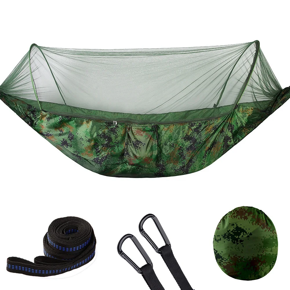 

Full automatic speed hammock outdoor single and double nylon cloth camping mosquito net hammock mosquito proof hammock, Customized