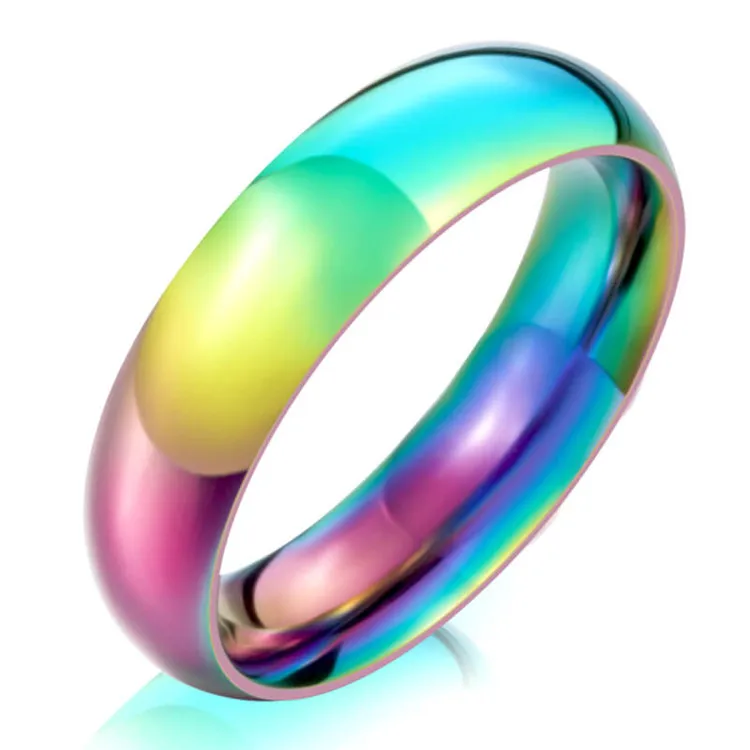 

inox Colorful Stainless Steel Rainbow Ring Jewelry