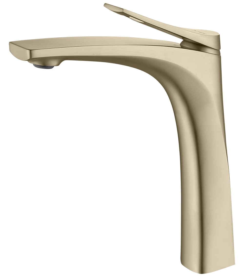 

Hot Sale 59 Solid Brass Strong Quality Gold Color Deck Mounted Basin Mixer Single Handle Long Tilt Up Handle Standing Design