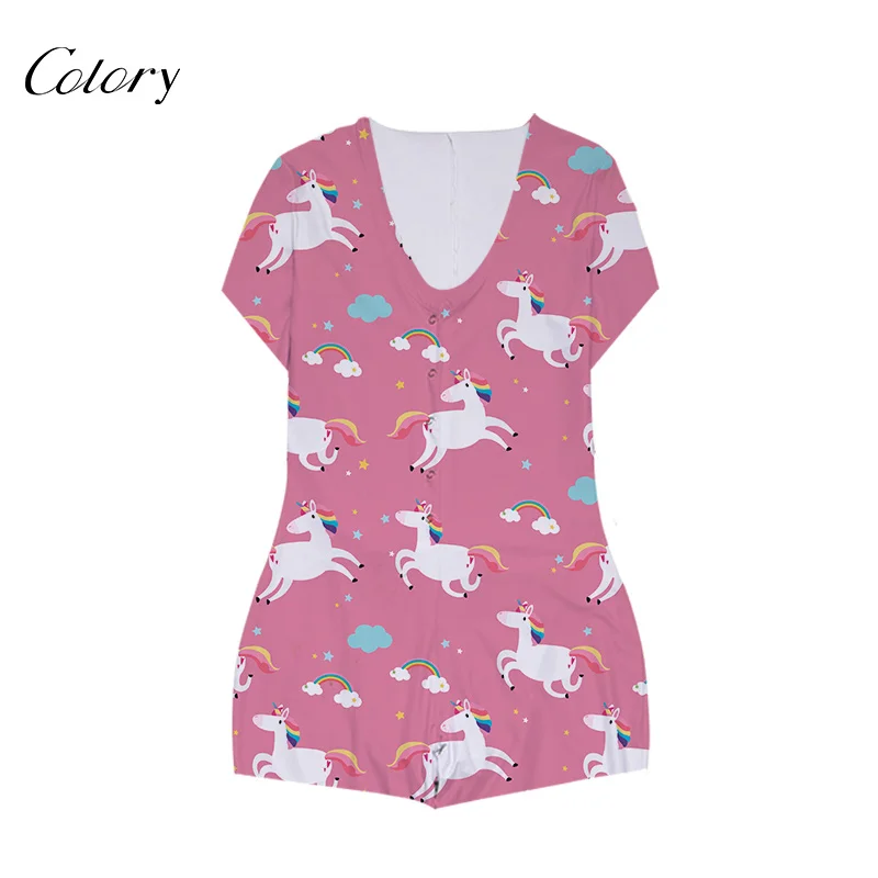 

Colory Characters Cartoon Print Sleepwear Pajamas Short, Picture shows