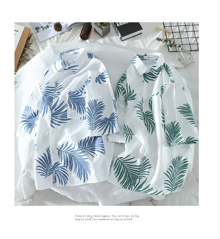 2020 Latest Design Summer Palm Tree Printed White Men Cotton Short