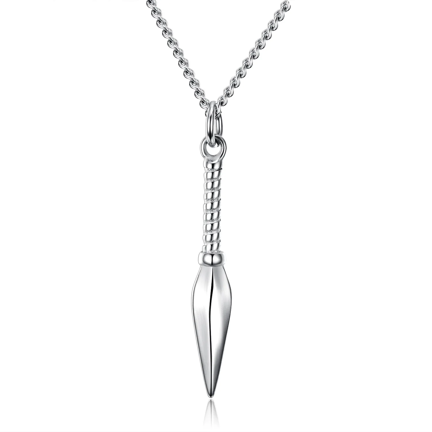 

Jessy Fashion 2021 New Designer Jewelry Stainless Steel Necklace Women Men Spear Lance Necklace, As shown