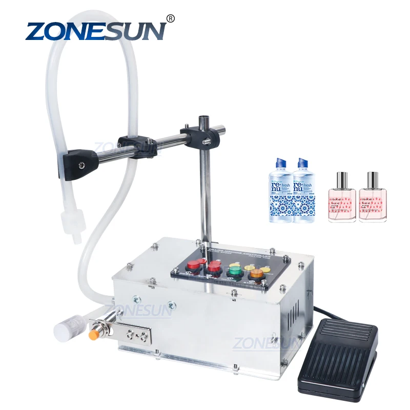 

ZONESUN Single Head Diaphragm Pump Semi Automatic Milk Juice Small Bottles Liquid Filling Machine