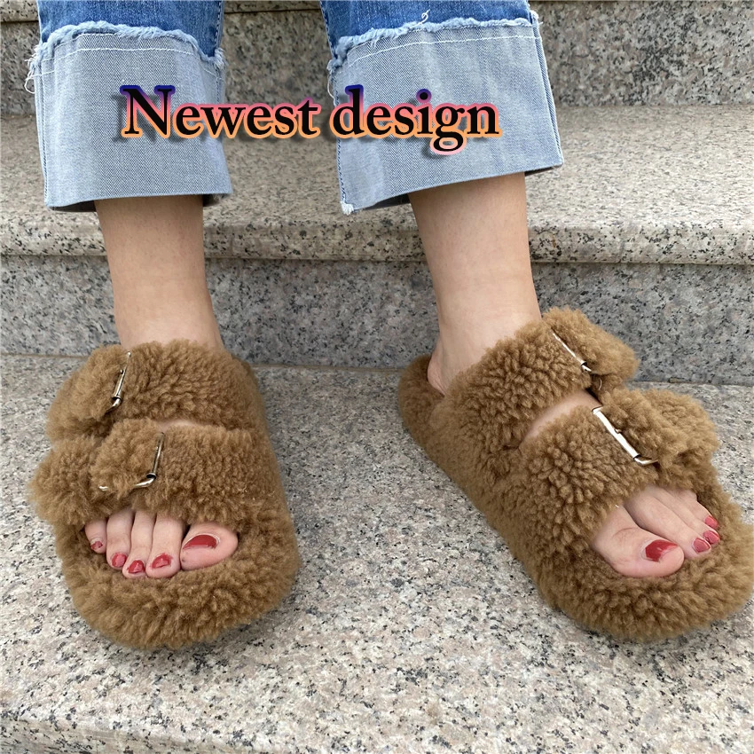 

2021 new soft and fluffy slippers faux fur slippers fur home slippers, Customized color