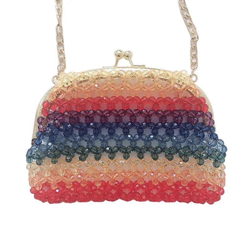 

2021New fashion transparent party bag handmade beaded pearl bag Internet celebrity women's one shoulder crossbody bag, Customized color