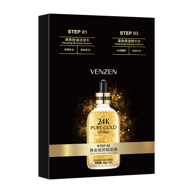 

OEM VENZEN Private label Peel off skin care beauty 24k pure gold mascarillas faciales face sheet facial mask