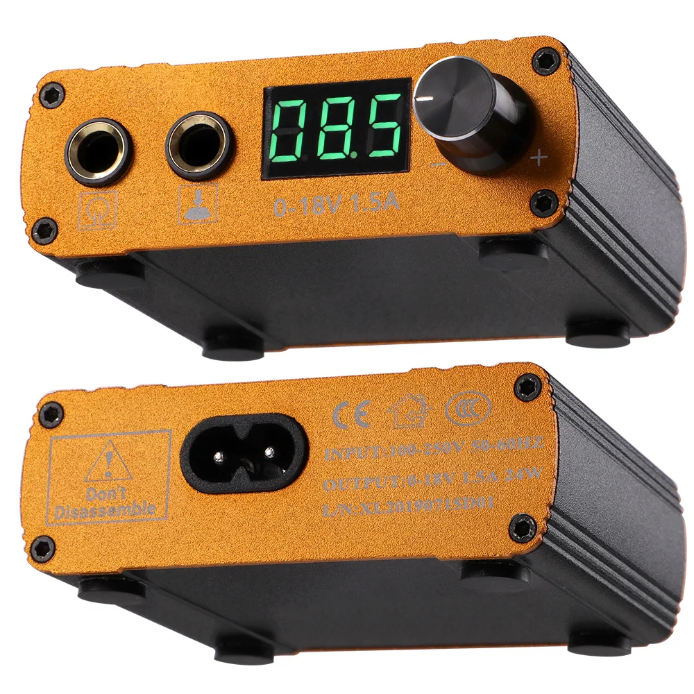 

New Design Hot Sale Tattoo Power Supply Aluminium Alloy Professional Portable Tattoo Power Supply With Tattoo Machine, Black