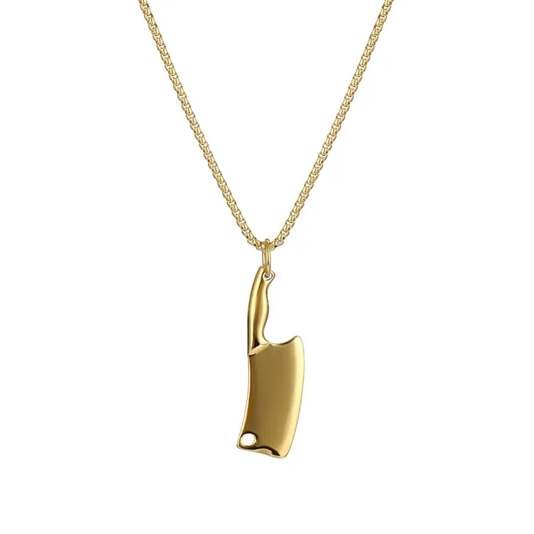 

Titanium steel creative jewelry men's kitchen knife pendant Stainless Steel Necklace