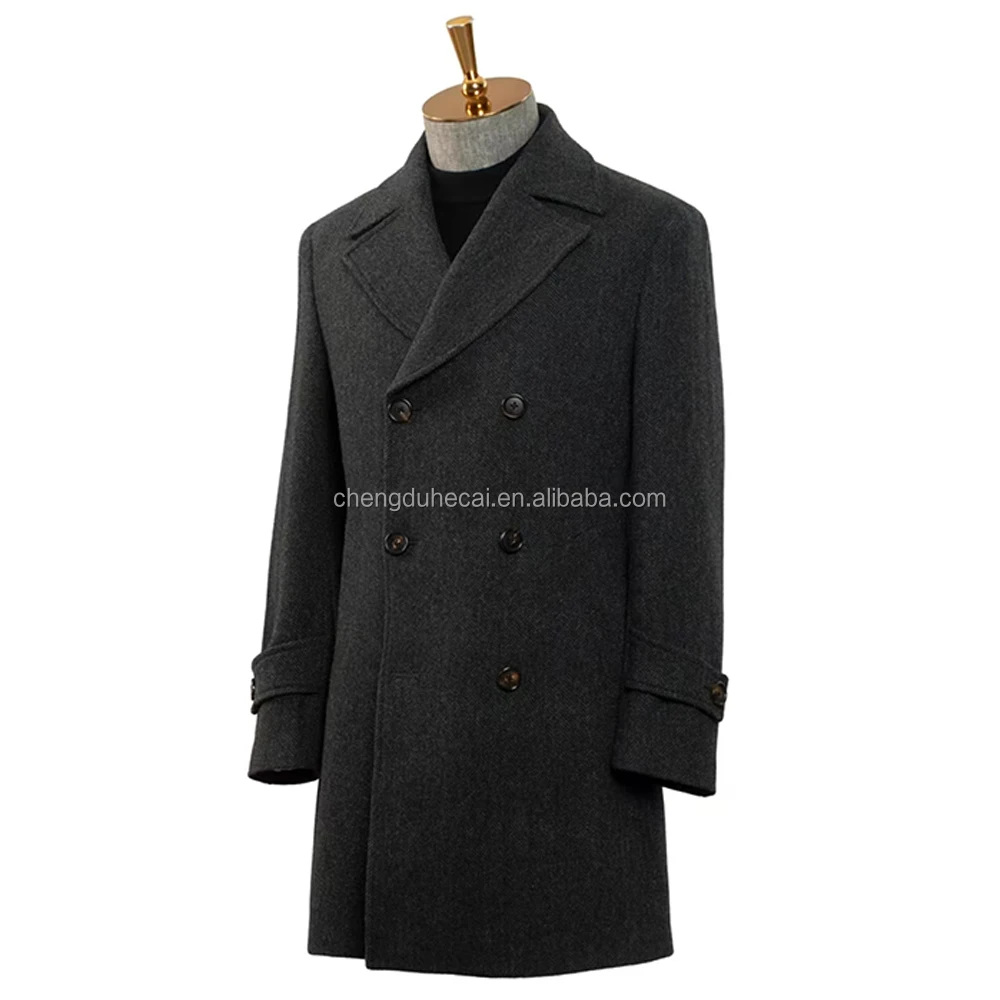 HARCHOY Latest Design Single Breasted Slim Suit Men Custom Bespoke Tailor Dark Gray Wool Fabric Breathable Hand Embroidery