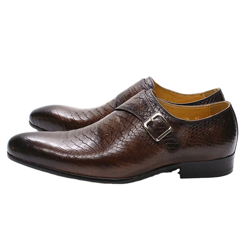 

Snake Grain Leather Footwear Brown Black Single Shoe Rubber Sole Wedding Party Men Dress Shoes, Requirement