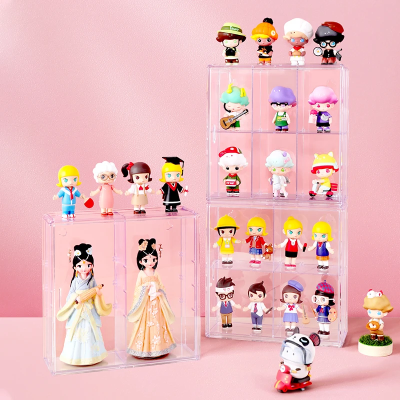 

Haixing Customized Transparent Display storage Box With Lid hand-made doll dust cover display cabinet