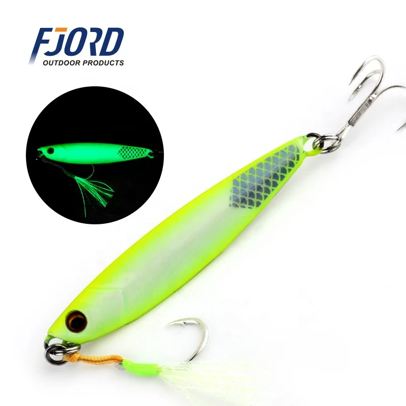 

FJORD 2023 New Coming Metal Jig 30G 40G 60G Glow Fish Jig Metal Jigging Lures with Fishing Scale