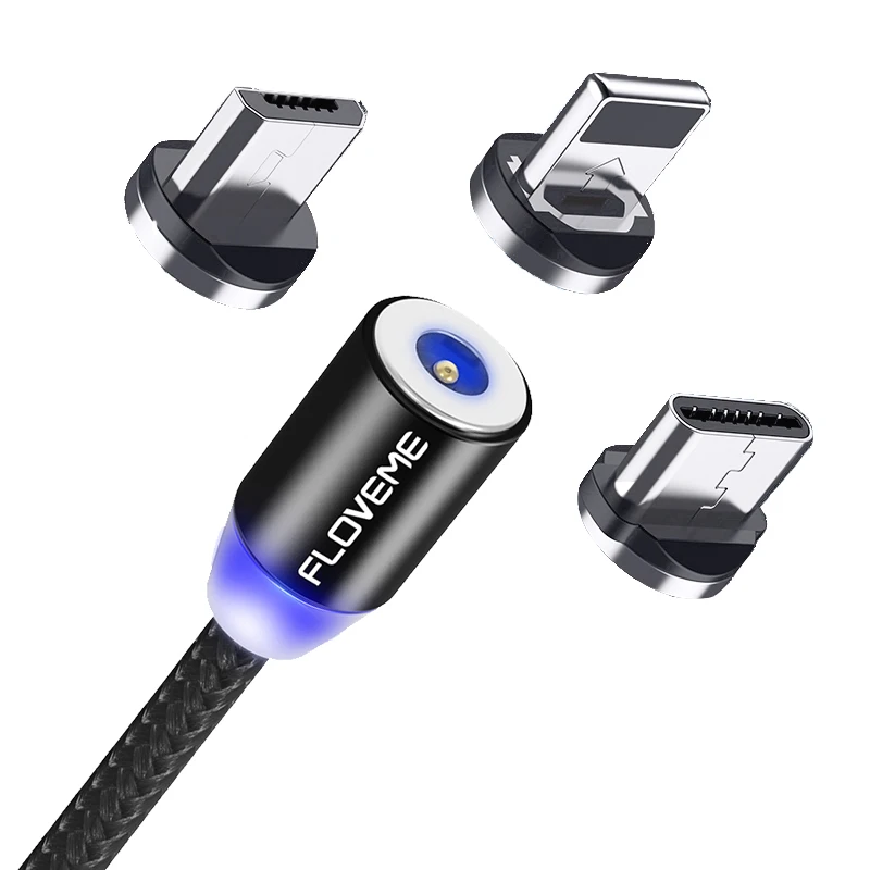 Free Shipping FLOVEME 1m 2m 3in1 Magnetic USB Cable Charger for iphone cables de carga Cargadores Magneticos 3 en 1