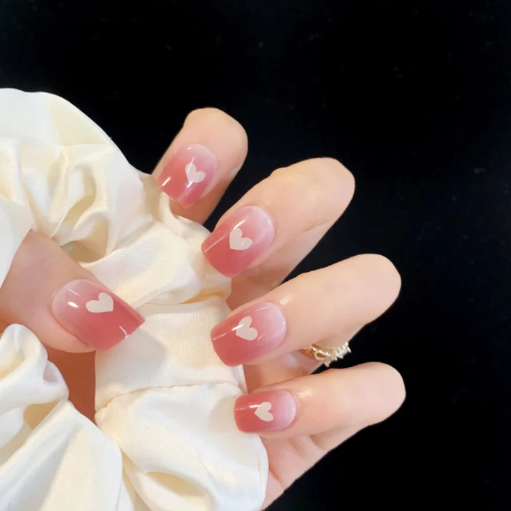 

nude press on nails transparent peach pink reusable false nail wholesale press on nails vendors