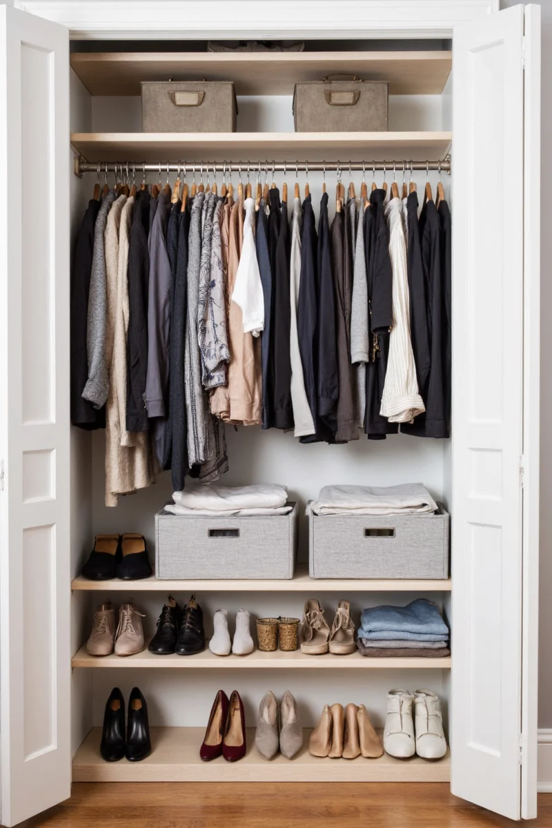 Before and after closet organization