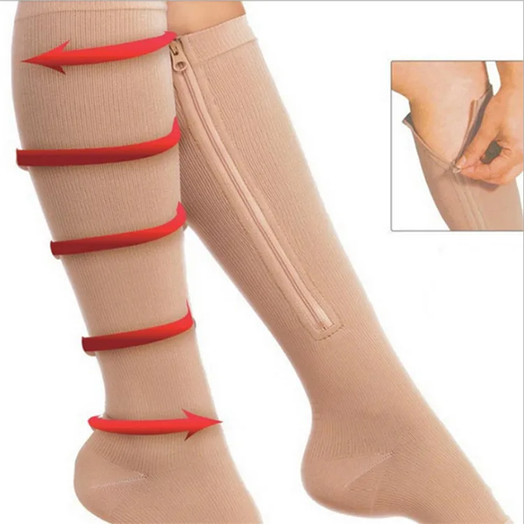 

Medical Anti Varicose Veins Blood Circulation Knee Stockings Toeless Zipper Compression Socks