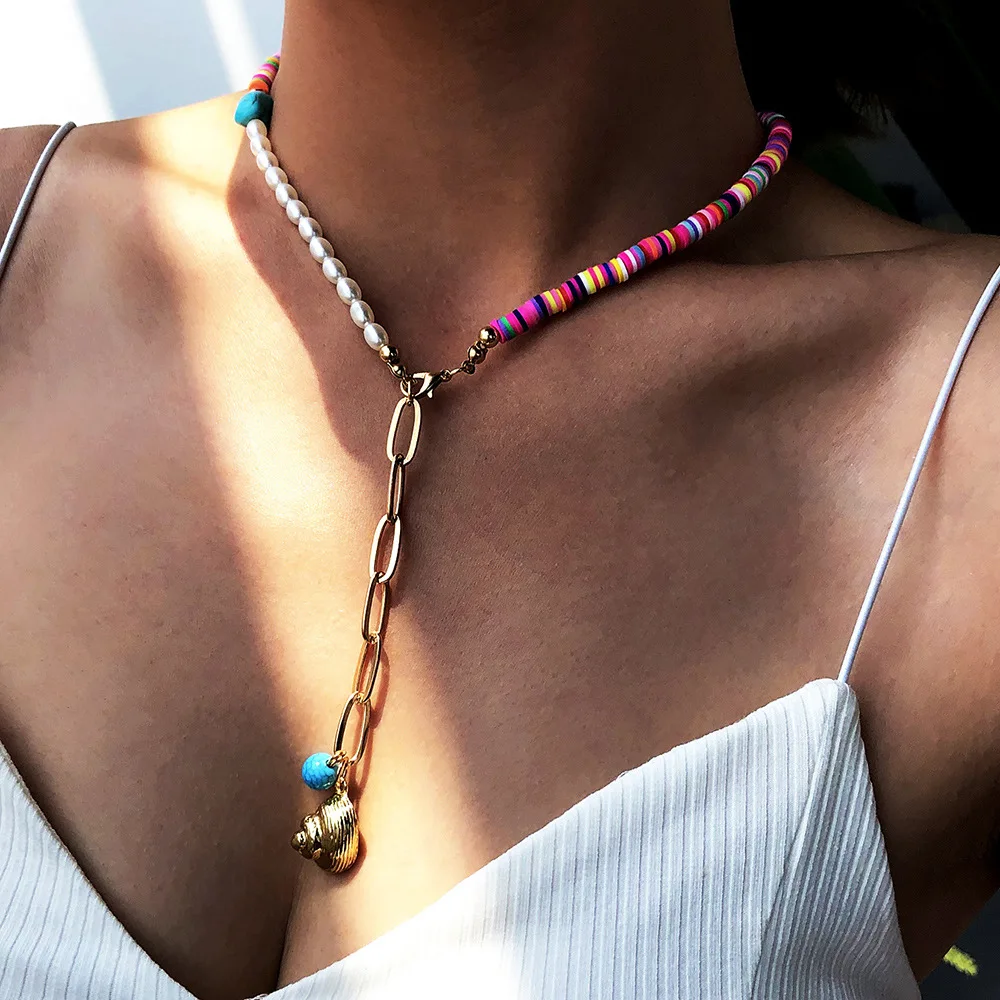 

MuXi Best selling single product bohemian vintage handmade beaded turquoise metal tassel dainty necklace, Many colors