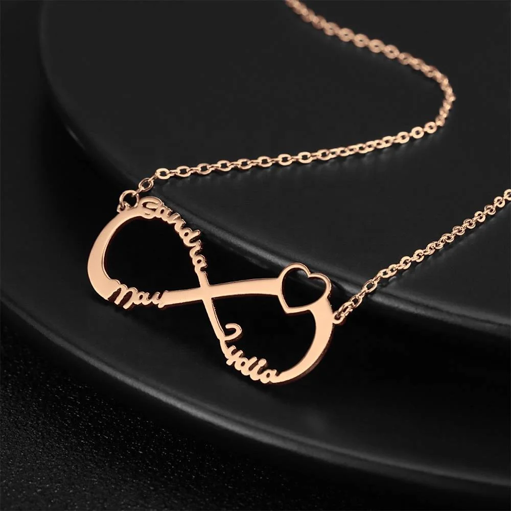 

Dropshipping 2021 Fashion Wholesale Custom Infinity Love Pendant Copper Name Necklace With Three Initial Names