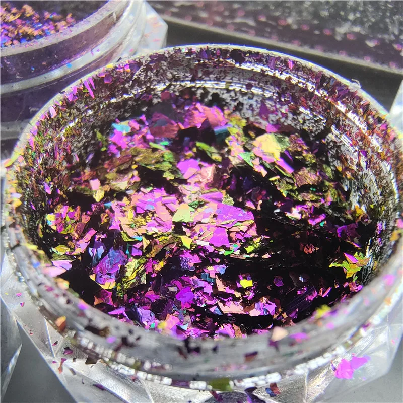 

Nail Magic Mirror Powder Metallic Foil Flakes Glitter Chameleon Flakes Paillette Chrome Nail Confetti Powder