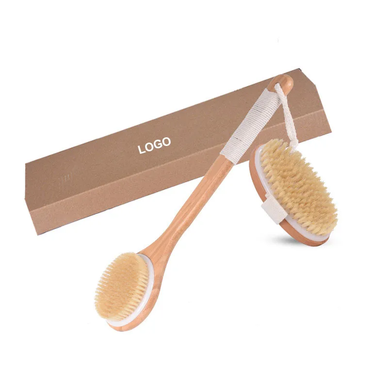 

2-piece Spa Gift Set Long Handle Bamboo Bath Body Brush Set For Dry Skin Brushing,back Wash Body Brush And Spa Set, Natural