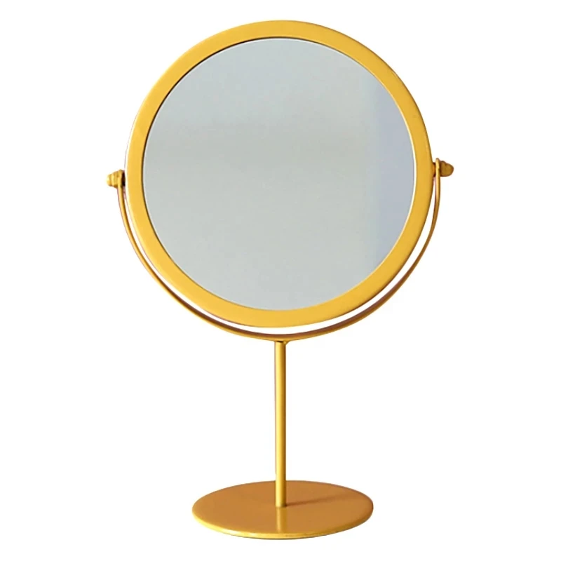 

Makeup Mirror Light luxury retro European metal gold home desktop square round mirror dormitory makeup mirror