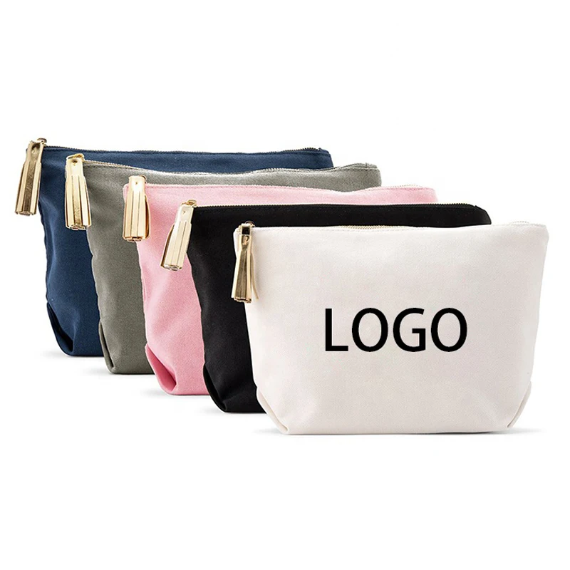 

custom printed eco friendly sublimation blank organic cotton canvas cosmetic makeup pouch bag with zipper make up bag, Customized