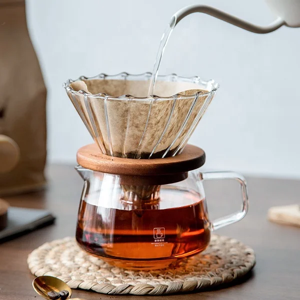 

Thermostable Glass Sharing pot V60 Filter cup Hand brewing coffee pot, Transparent