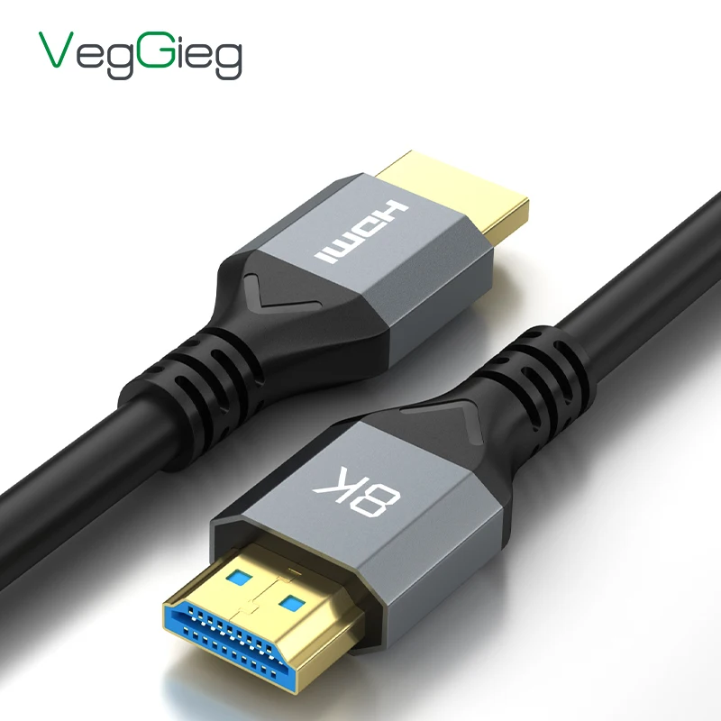 

Veggieg HDMI 2.1 Cable 8K 4K Ultra HD 8K@60Hz 4K@120Hz 10FT HDMI to HDMI Cord Support Dynamic HDR PS4 TVs Audio and Video Cable