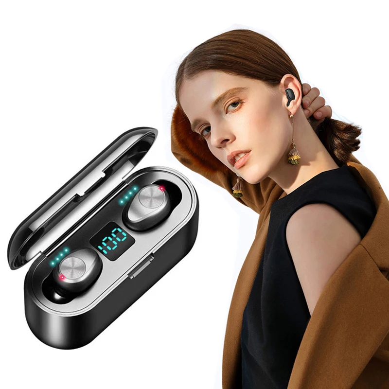 Wholesale Mini Earphone F9 Tws Wireless Headset Waterproof Earphone Lcd
