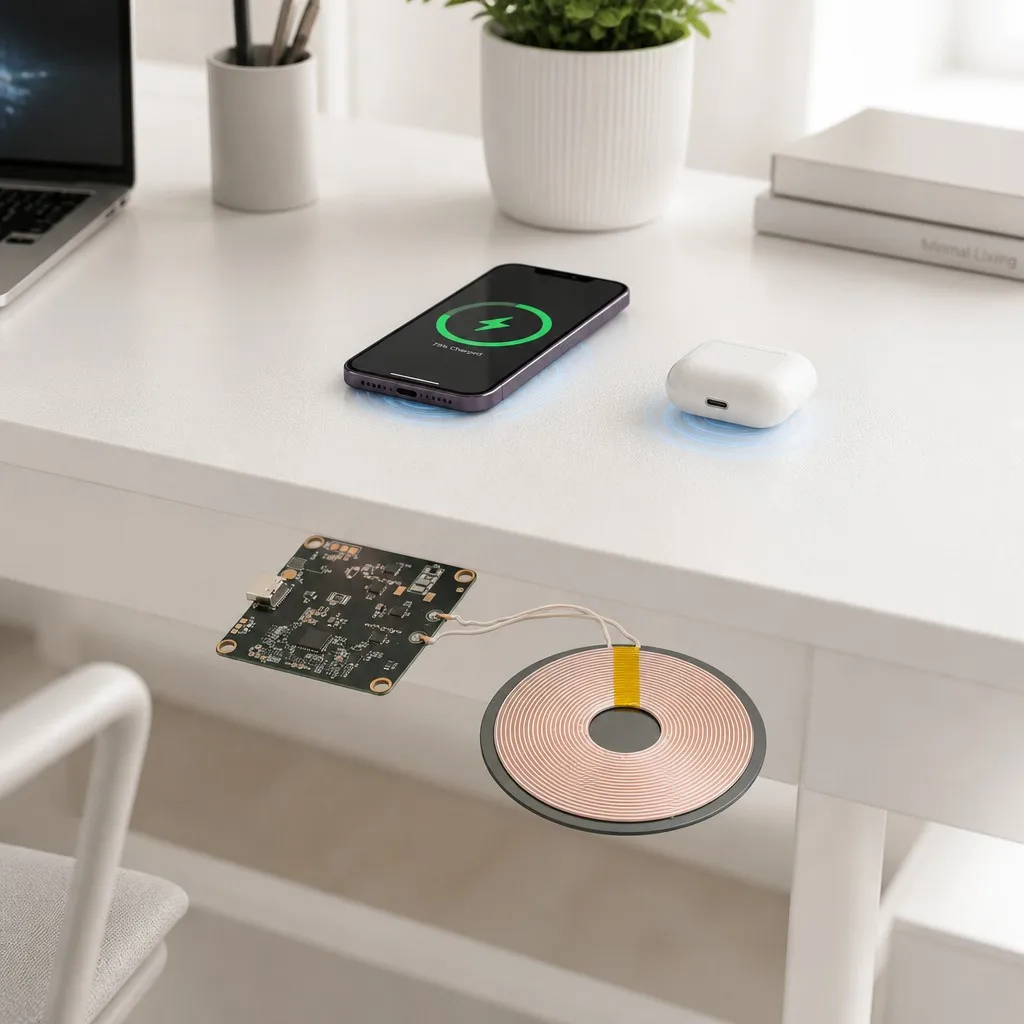 15W Qi Wireless Charging Transmitter Module Type-C Input 4-10mm Gap Ultra-Slim Coil and Control Board 19