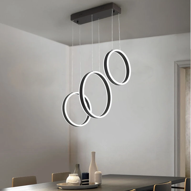 Dining Chandelier Modern Simple Creative Household Circle Ring Living Room Dining Room Nordic LED Restaurant Lamps