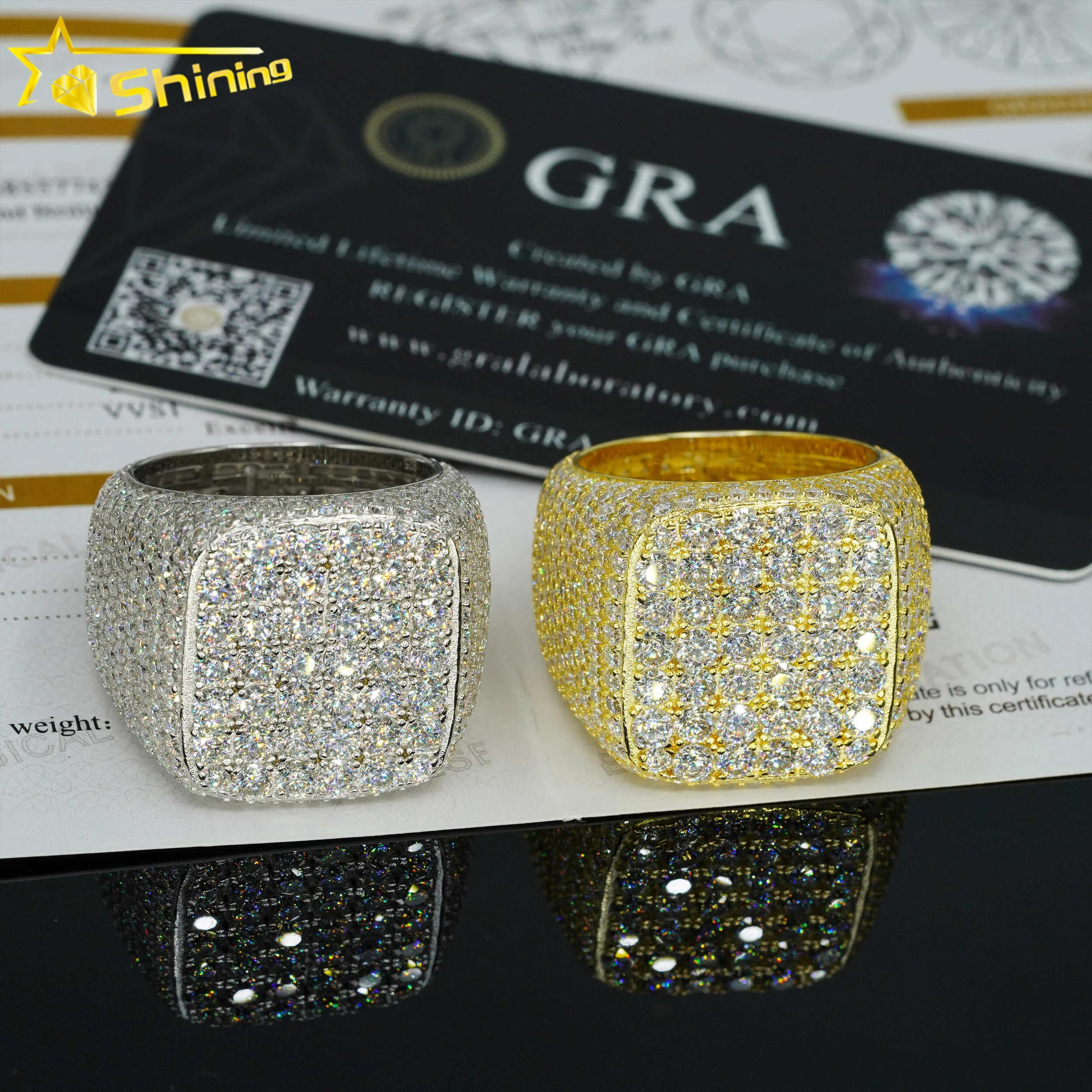 

Hot sell drop shipping hip hop jewelry iced out GRA moissanite diamond ring for men