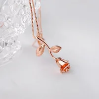 

Real gold Plated Brand Jewelry Romantic Rose Flower Pendant Necklace 2020 New Design Accessories