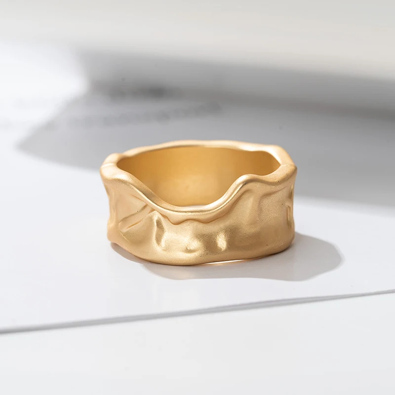 

Vintage stainless high Polished Hot Sale 18K Gold gold vermeil ring Plated Men'S Matte Ring