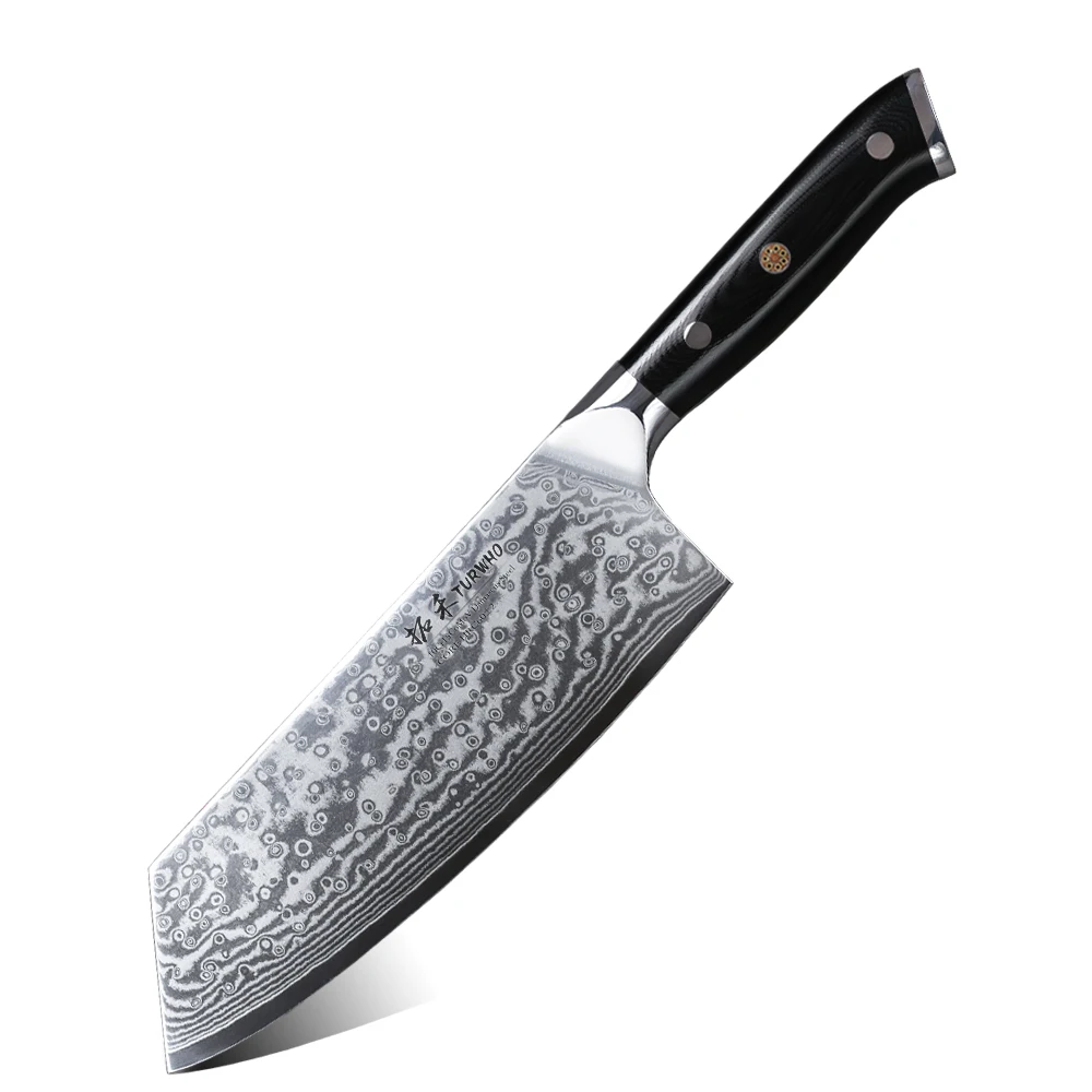 

7.5 Inches Damascus Chinese Cleaver with Black G10 Full Tang Handle