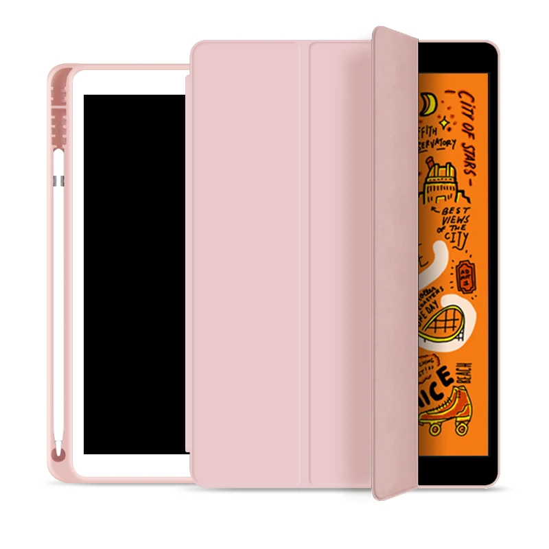 

Trifold stand auto sleep/awake TPU back cover case for iPad pro 10.5 tablet case with pencil holder, 10 kinds of color available in stock