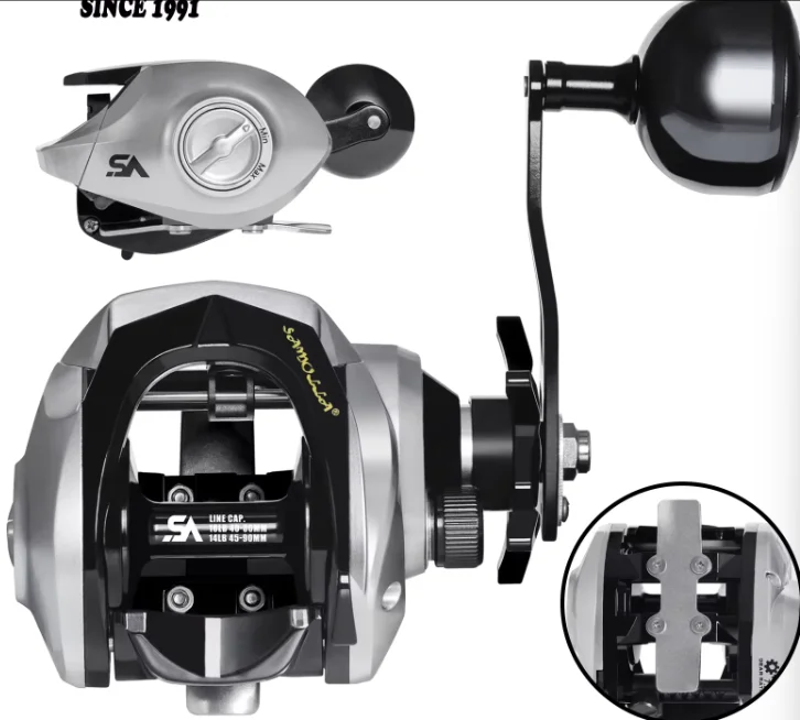 Right Hand Wide Body Large Water Drop Metal Spincast Fishing Reel for Fly Fishing River Lake & Boat Use-Sea Bass Pike Lure