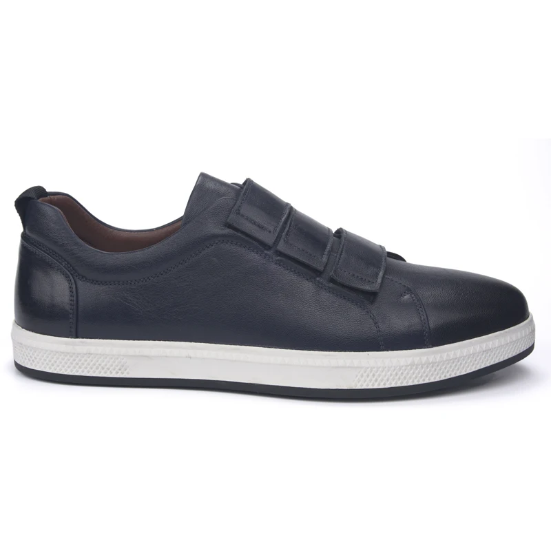 

Spring new all-match trend men's shoes round toe leather thin sole sneakers, Black