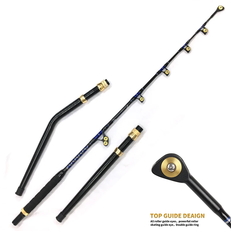 Cheap 130lbs 1.98M Ocean Trolling Pole Tuna Fishing Rod Bent Butt Saltwater Heavy Fishing Tuna Big Game Trolling Rod