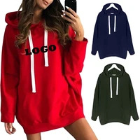 

Wholesale Red Loose Long-Sleeved Pocket Drawstring Womens Hoodies Sweatshirts