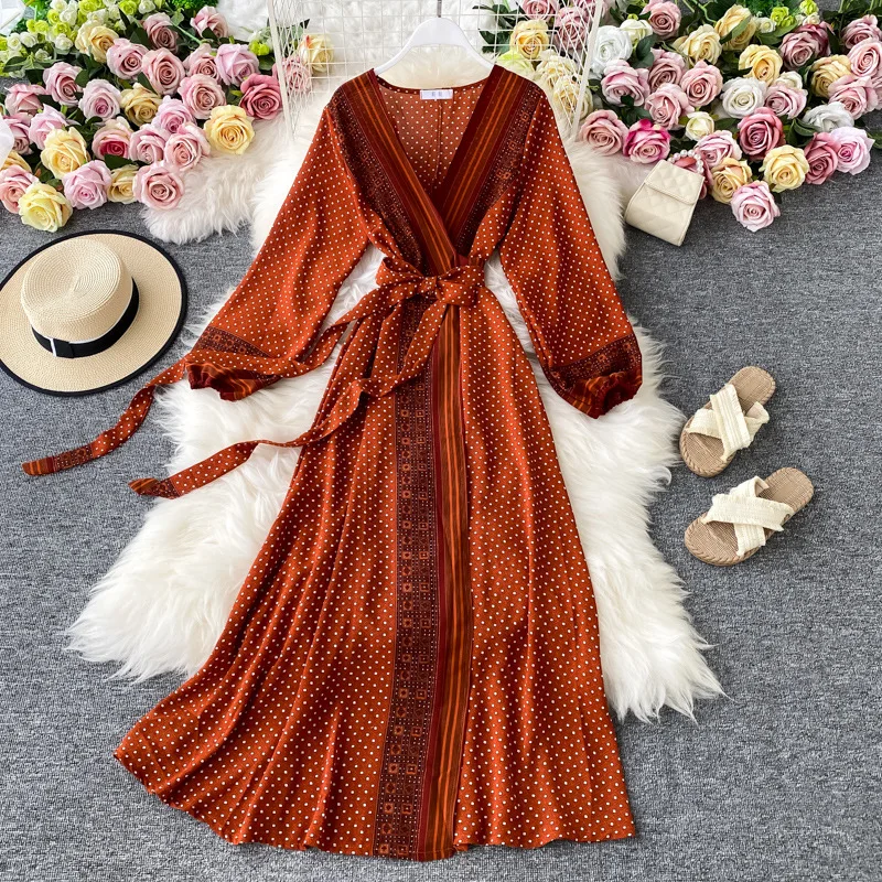 

Boho Effortless Chic Chiffon Long Maxi Drmer Dresses arabic kaftan Lady Holiday Bandage Falling Robe Dress For Women Vestidos