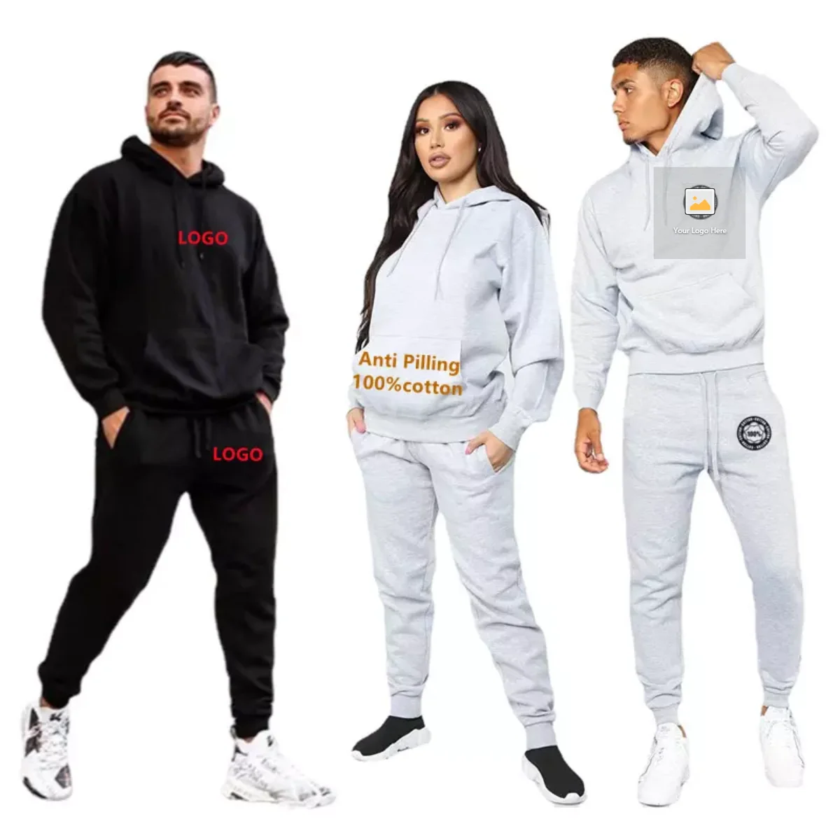 Custom Logo Sweatpants And Hoodie Set 