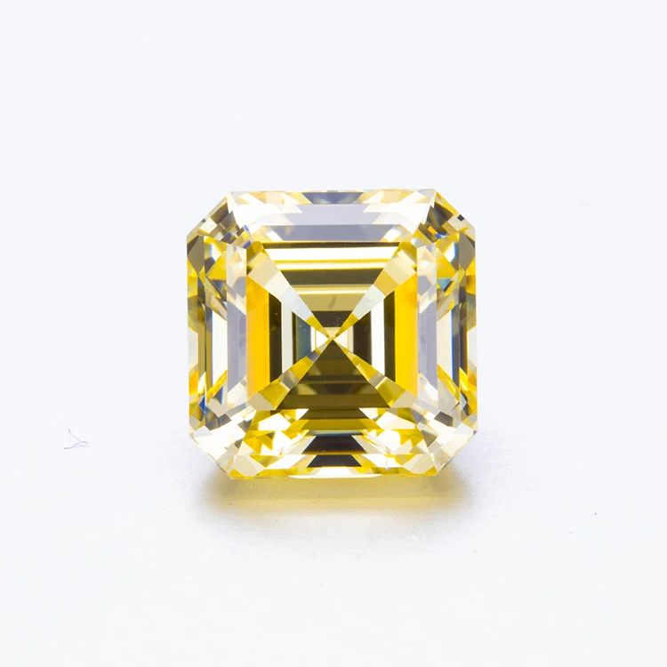 

Zhanhao Asscher cut loose gemstone 0.25ct- 5.0ct free fire diamond top up for Wholesale yellow diamond ZIRCON, Fancy yellow diamond