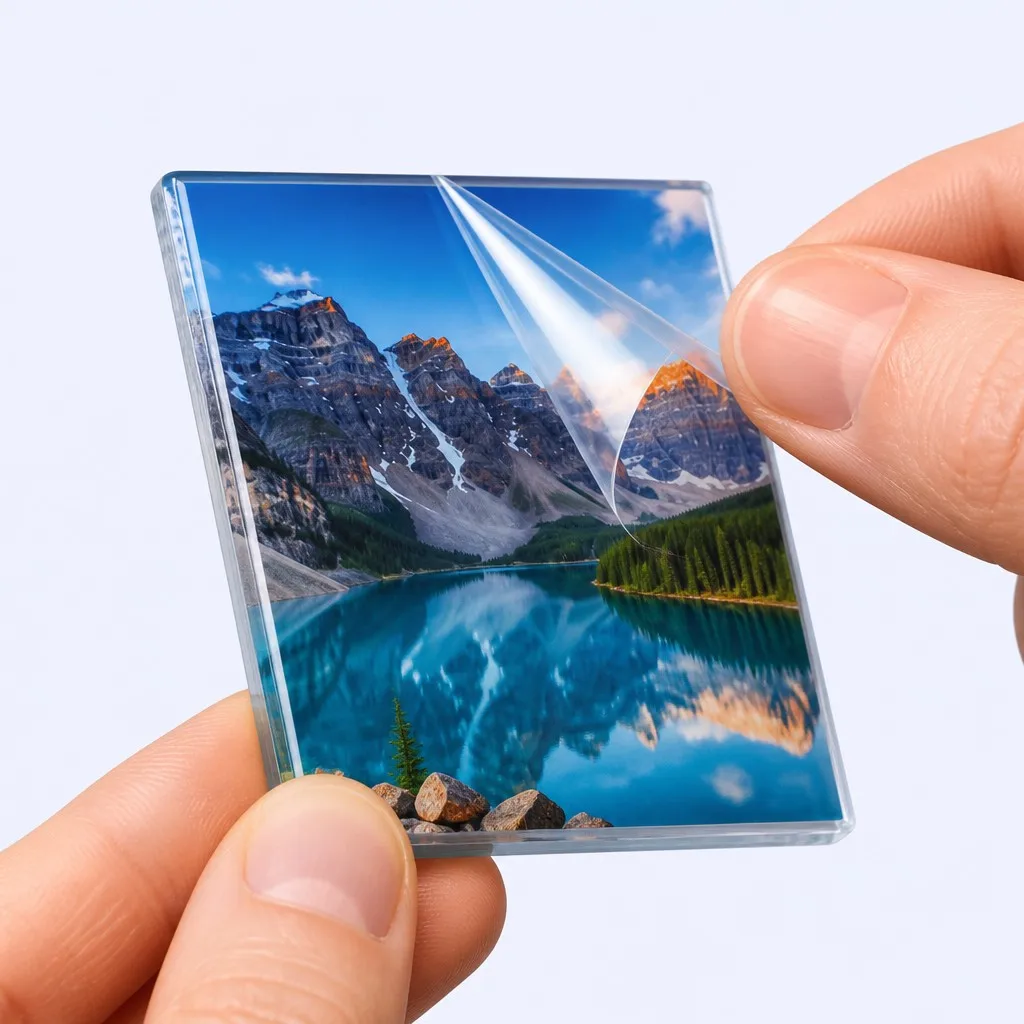 Peel-off Protective Film on Acrylic Surface