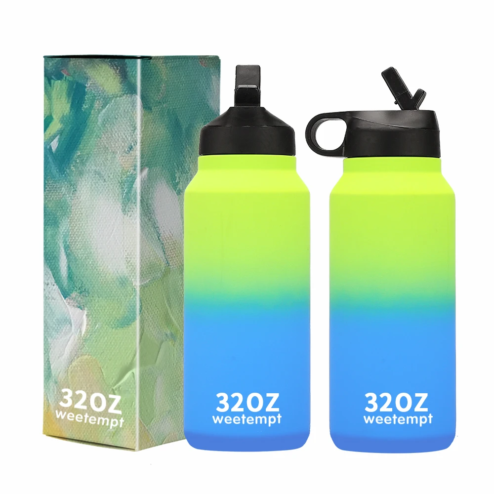 

Food grade 32oz motivation water bottles double wall gym fitness vacuum flask stainless steel wholesale