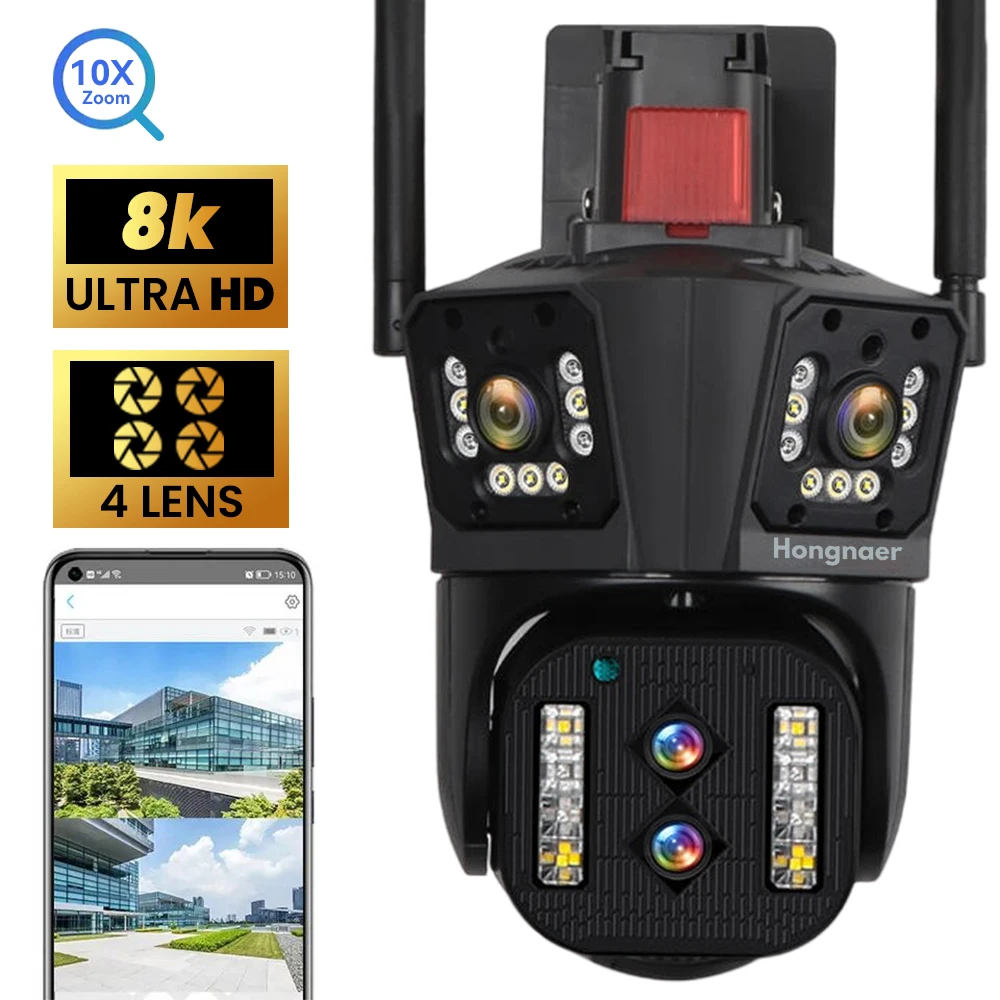 

8K WIFI Camera Four 4MP Lens 10x Zoom Auto Tracking Security Network CCTV Camera IPC360 Home