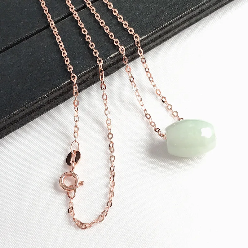 

Natural jade rose gold luxury ladies jewelry 925 sterling silver necklace
