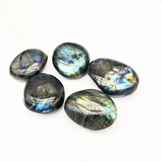 

New arrivals natural carved gemstones flash labradorite palm crystals healing stones for decorations
