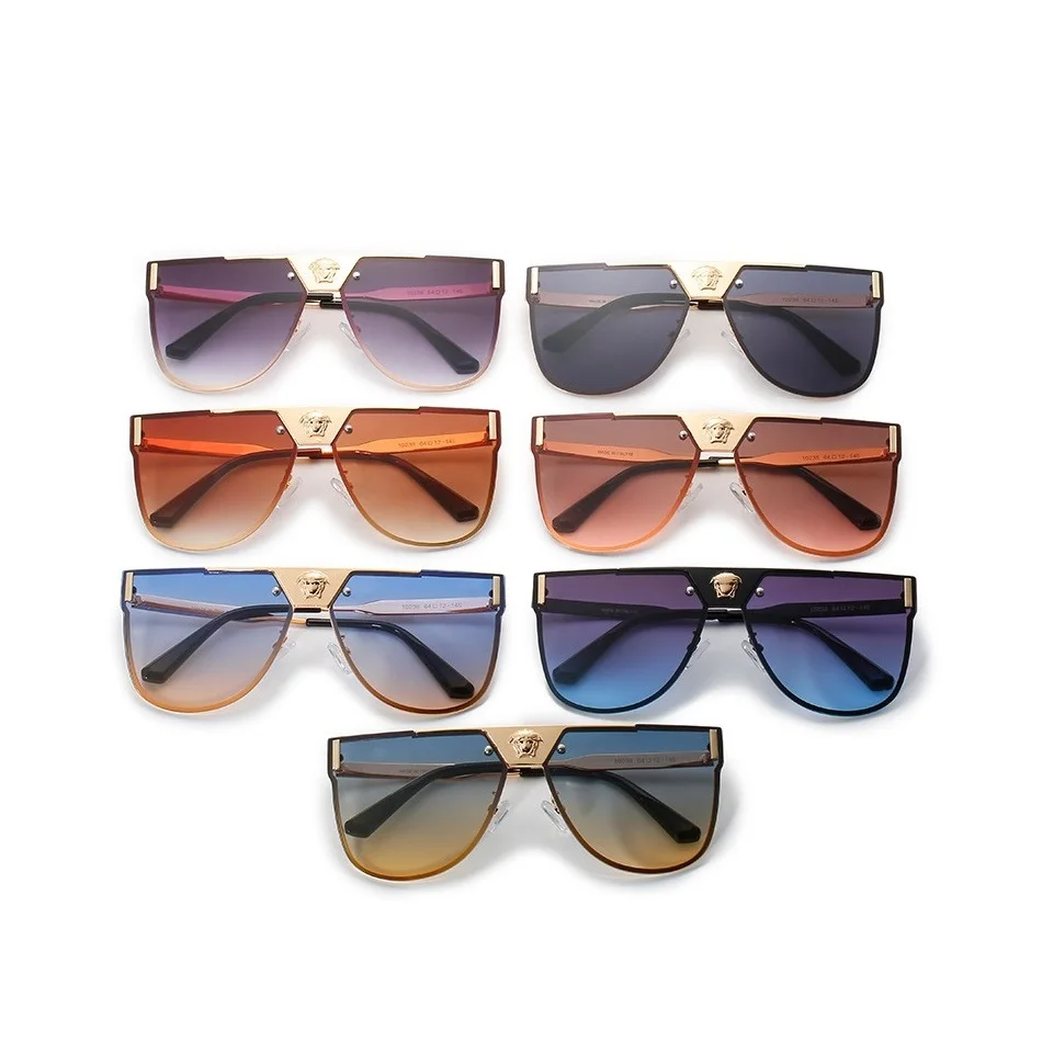 

Luxury Brand Designer Women Men High Qulity Oversized Metal Frame Gradient Medusa Shades Sunglasses